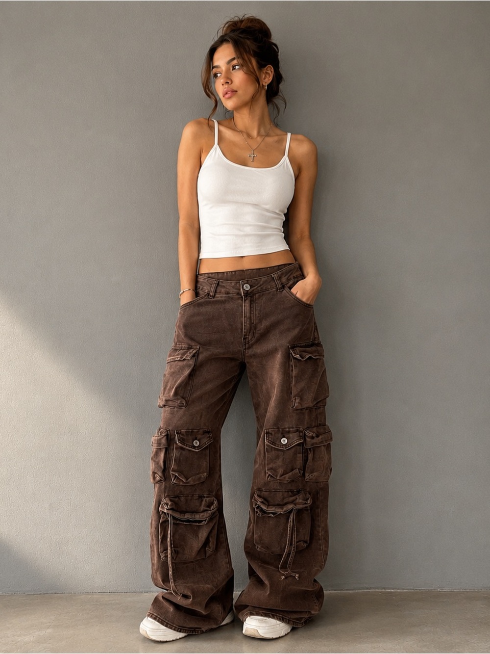 VIP Brown Cargo Wide-Leg Pants